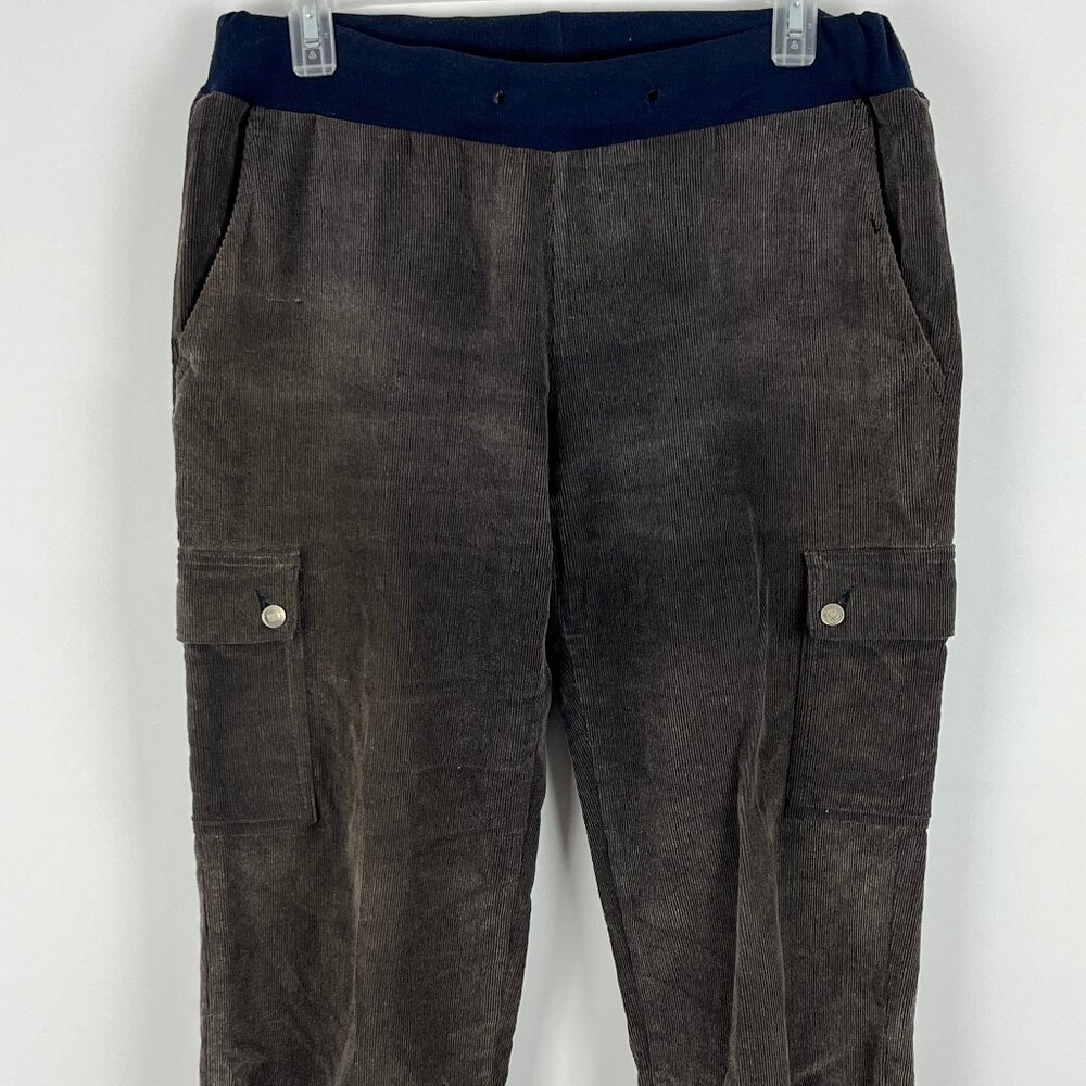 Maxi Cargo Capri Pants Size 10 Brown Elastic Waist 30-33in Inseam 22in Rise 9in